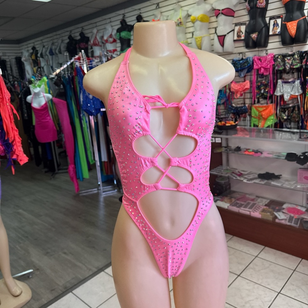 Pink Rhinestone Bodysuit
